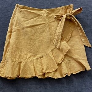 mustard yellow wrap around skirt, size S